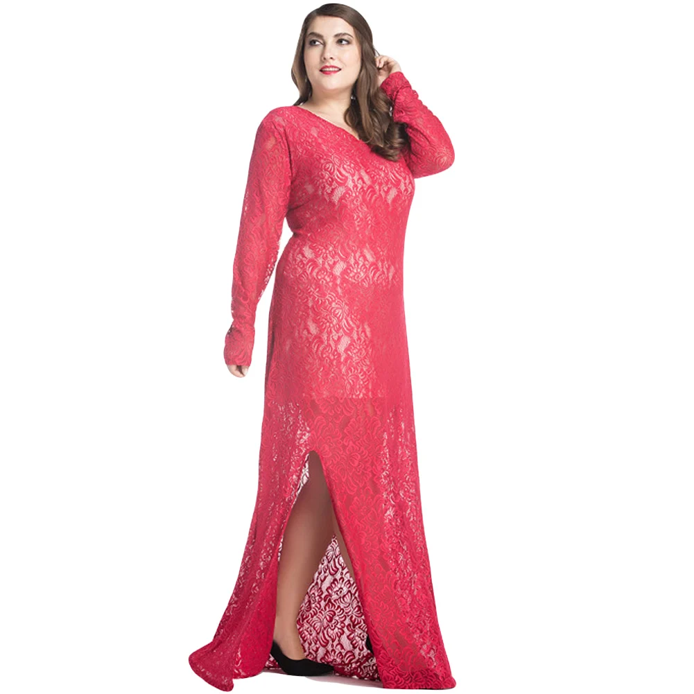 8XL 9XL Plus Size Womens Clothing V-Neck Long Sleeve Lace Dress Autumn Floor Length Dress Lined Evening Party Solid Long Dress
8XL 9XL Plus Size Womens Clothing V-Neck Long Sleeve Lace Dress Autumn Floor Length Dress Lined Evening Party Solid Long Dress