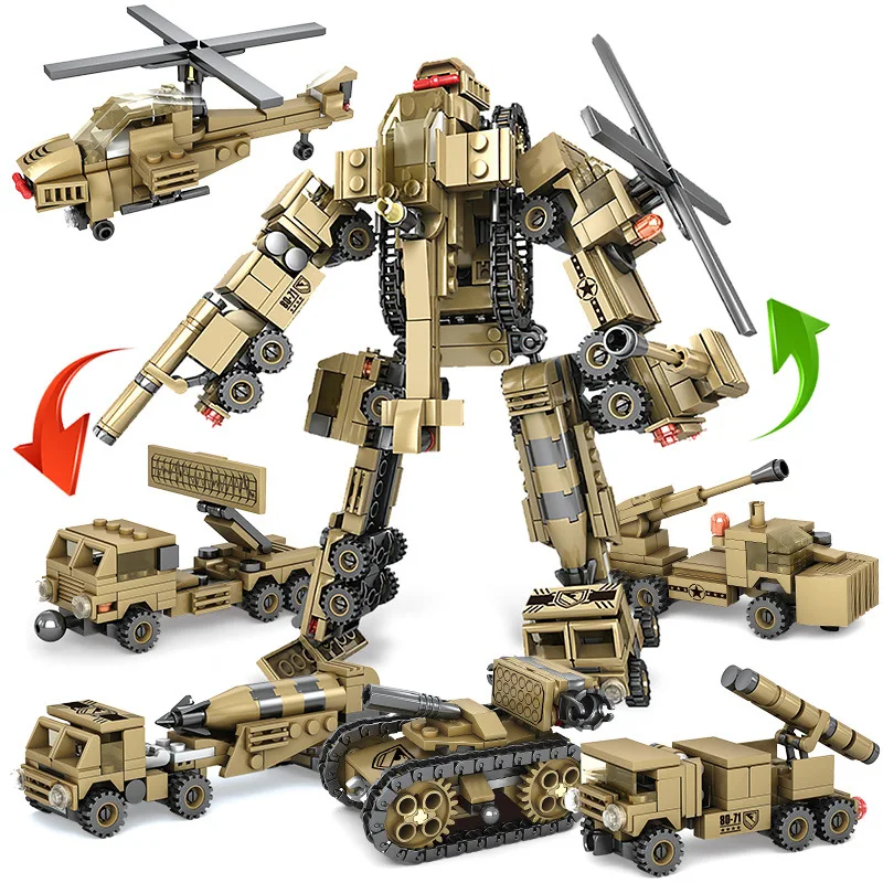 6in1 Military Series Deformation Robots Model Building Blocks Sets Compatible Legoings City Army Weapon Forces Toys For Children
6in1 Military Series Deformation Robots Model Building Blocks Sets Compatible Legoings City Army Weapon Forces Toys For Children