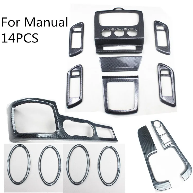 Carbon Fiber Grain Door Window Lift Button Panel Armrest Cover For