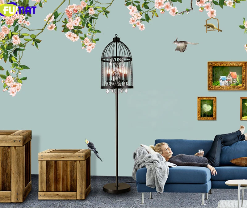 5 Loft Birdcage Crystal Iron Art Floor Lamp