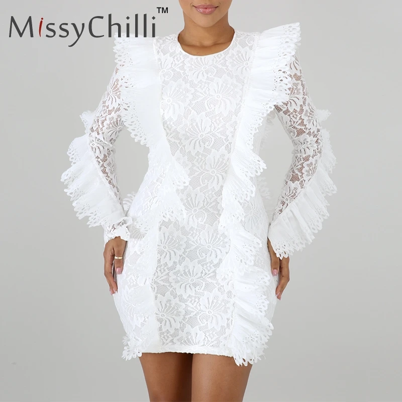 MissyChilli Vintage lace transparent sexy dress Women summer ruffle club white mini dress Female black slim elegant party dress
MissyChilli Vintage lace transparent sexy dress Women summer ruffle club white mini dress Female black slim elegant party dress