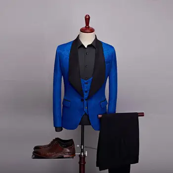 Men's suit + vest + trousers suit slim men's wear blue stage wedding dress fashion design jacquard fabric high-grade suit set
Men's suit + vest + trousers suit slim men's wear blue stage wedding dress fashion design jacquard fabric high-grade suit set