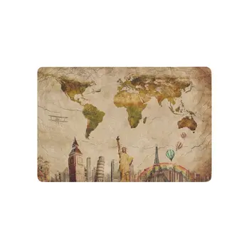 Vintage Anti-slip Door Mat Home Decor, World Map with City Landmark Indoor Outdoor Entrance Doormat Rubber
Vintage Anti-slip Door Mat Home Decor, World Map with City Landmark Indoor Outdoor Entrance Doormat Rubber