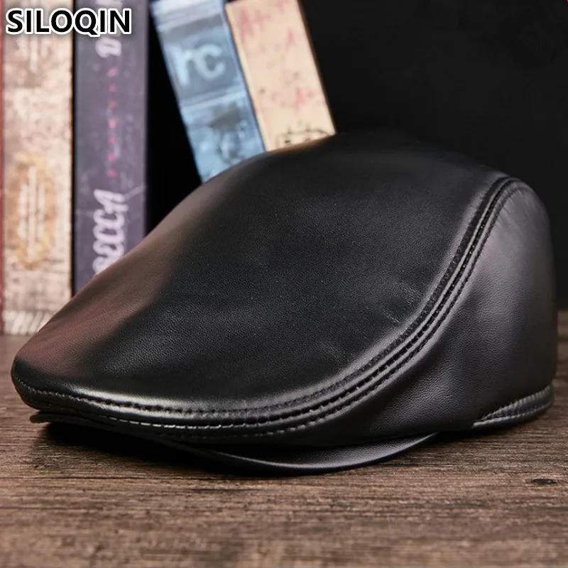 SILOQIN New Genuine Leather Hat Sheepskin Warm Berets For Men And Women Simple Brands Leather Cap Autumn Winter Flat Caps Unisex
SILOQIN New Genuine Leather Hat Sheepskin Warm Berets For Men And Women Simple Brands Leather Cap Autumn Winter Flat Caps Unisex