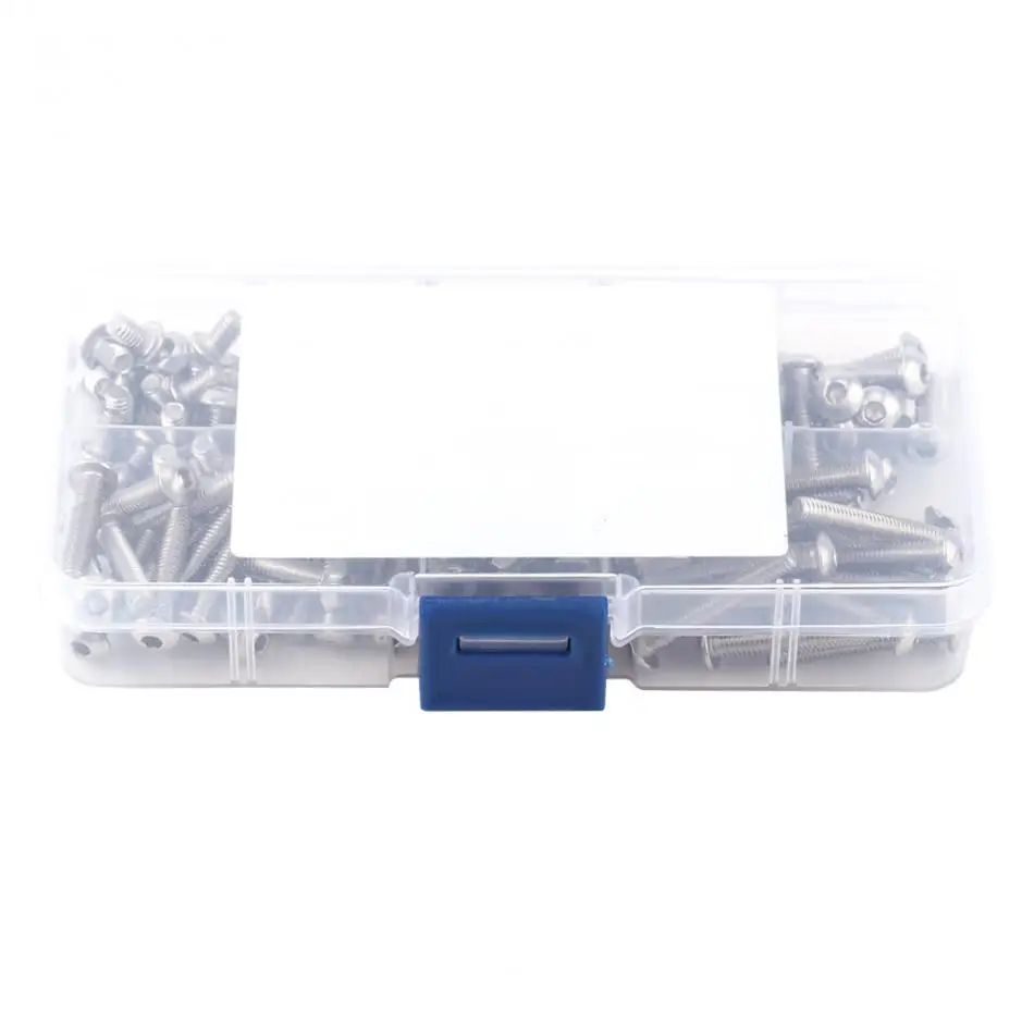 170pcs/Set M4 SS304 Hex Socket Button Head Screws Bolts and Nuts Assorted Set Stainless Steel Bolts and Nuts Accessories Set
170pcs/Set M4 SS304 Hex Socket Button Head Screws Bolts and Nuts Assorted Set Stainless Steel Bolts and Nuts Accessories Set