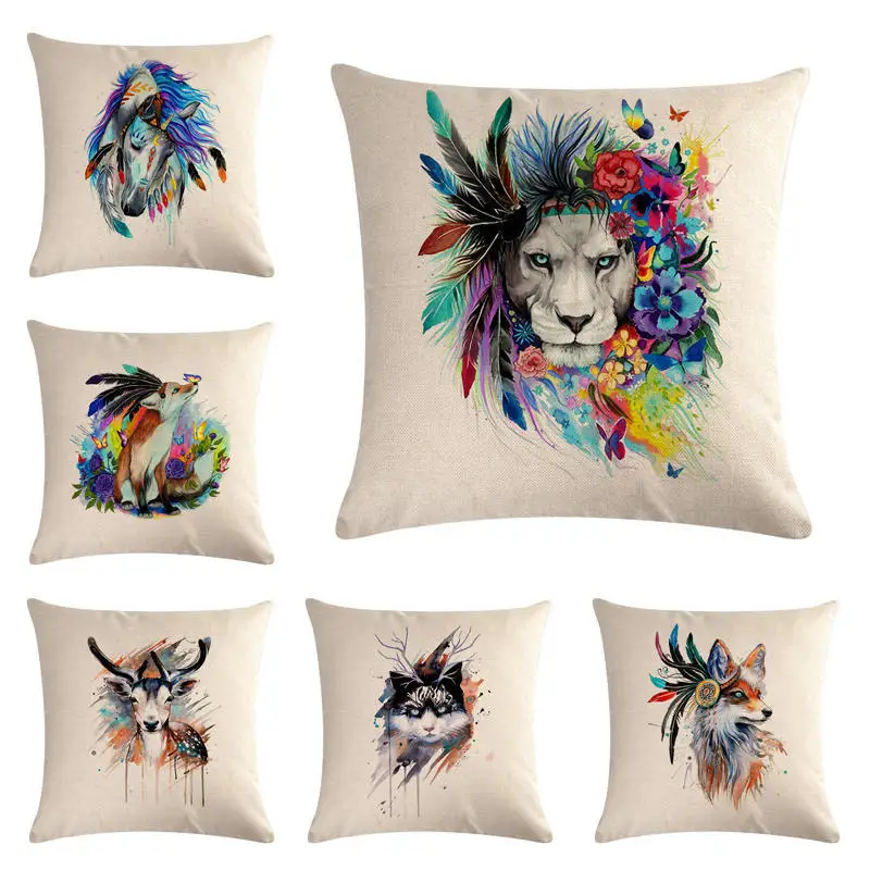 Watercolor Animal Cushion Cover Owl Fox Horse Pillowcase 45x45cm Cotton Linen Deer Elephant Lion Wolf Tiger Throw Pillow Cover
Watercolor Animal Cushion Cover Owl Fox Horse Pillowcase 45x45cm Cotton Linen Deer Elephant Lion Wolf Tiger Throw Pillow Cover
