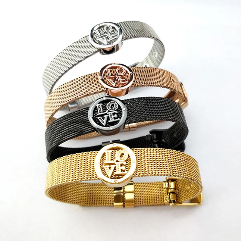 5PCS New Fashion Love Round Connector Inspired Jewelry watch belt bangle CZ Micro Pave Charm Bead Bracelet BG216 | Украшения и