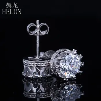 HELON Solid 10k White Gold 2 Carat G-H Push Back Stud Earrings Test Positive Lab Grown Moissanites Diamond Earrings For Women
HELON Solid 10k White Gold 2 Carat G-H Push Back Stud Earrings Test Positive Lab Grown Moissanites Diamond Earrings For Women