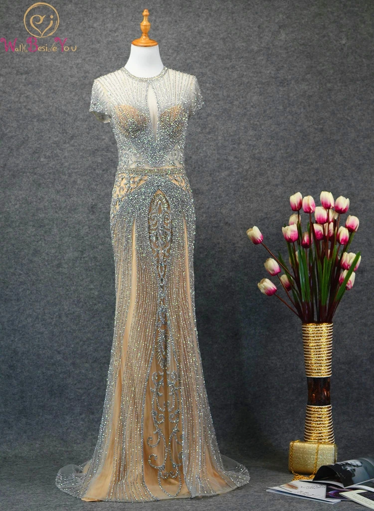 Silver Mermaid Evening Dresses 2019 Black Short Sleeves Luxurious Beading Crystal Formal Party Gowns Sexy Illusion Long Dress
Silver Mermaid Evening Dresses 2019 Black Short Sleeves Luxurious Beading Crystal Formal Party Gowns Sexy Illusion Long Dress