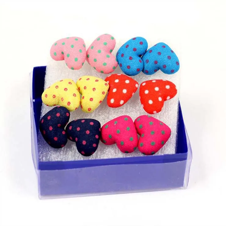 Fashion Simple Vintage Lovely Heart Stud Earrings Wholesales Factory Direct Sales Cloth Button Jewelry Accessories 6 Pairs
Fashion Simple Vintage Lovely Heart Stud Earrings Wholesales Factory Direct Sales Cloth Button Jewelry Accessories 6 Pairs