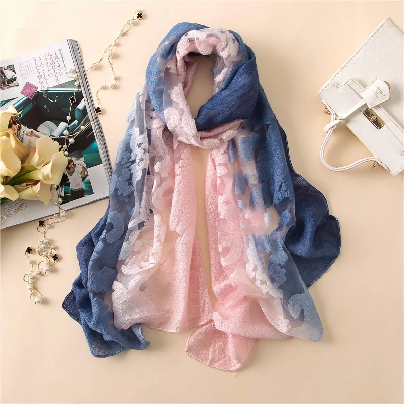 2019 Brand Luxury Scarf Women Fashion Ombre Embroider Silk Scarves Lady Laser Cut Shawls and Wraps Summer Beach Neck Hijab Snood
2019 Brand Luxury Scarf Women Fashion Ombre Embroider Silk Scarves Lady Laser Cut Shawls and Wraps Summer Beach Neck Hijab Snood