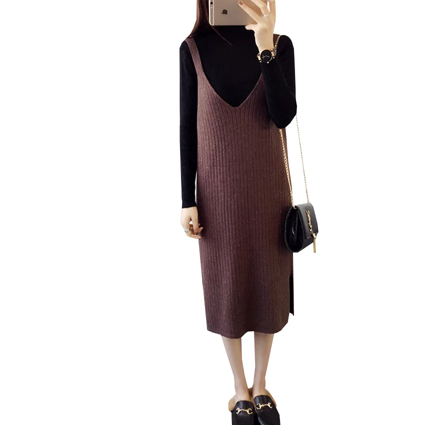 New Women Knitted Dress Spring Autumn Sexy V-Neck Long Tank Sweater Dresses Casual Split Harness Dress Students Vestidos AB492
New Women Knitted Dress Spring Autumn Sexy V-Neck Long Tank Sweater Dresses Casual Split Harness Dress Students Vestidos AB492
