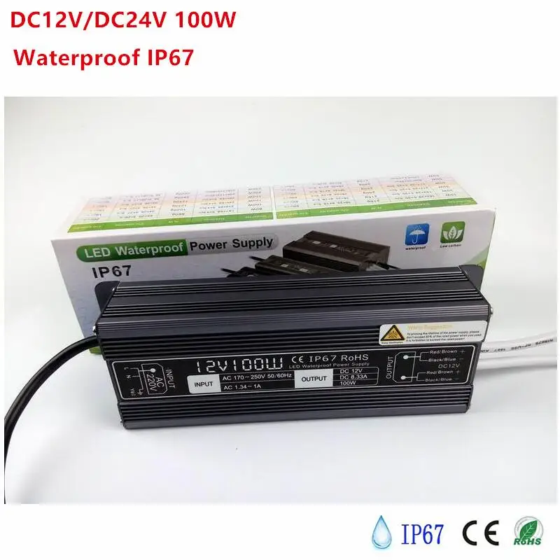DC12V 8.33A 100W Aluminum LED Driver Lighting Transformer AC110-260V Switching Power Supply Adapter Waterproof for Strip | Лампы и