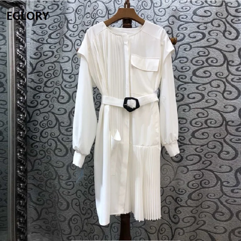2019 Autumn Fashion Dress High Quality Women O-Neck Pocket Patchwork Long Sleeve White Black Pleated Dress Loose Ladies Outfits
2019 Autumn Fashion Dress High Quality Women O-Neck Pocket Patchwork Long Sleeve White Black Pleated Dress Loose Ladies Outfits