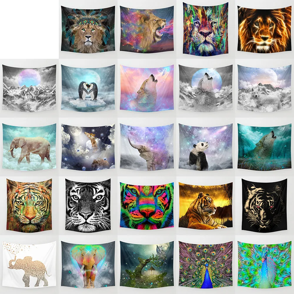 Animal Indian Lion Tapestry Wolf Elephant Tiger Printed Wall Carpet Polyester Tapestries Home Decorative Mandala
Animal Indian Lion Tapestry Wolf Elephant Tiger Printed Wall Carpet Polyester Tapestries Home Decorative Mandala