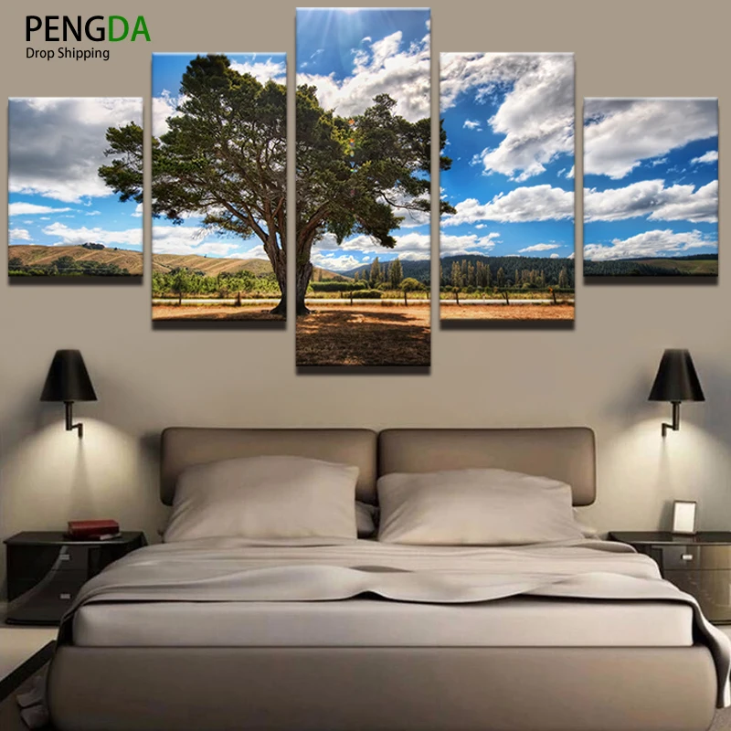 PENGDA Canvas Painting Frames Modern Art Wall Decoration Pictures 5 Panel Blue Sky Clouds Trees Natural Landscape Oil Painting
PENGDA Canvas Painting Frames Modern Art Wall Decoration Pictures 5 Panel Blue Sky Clouds Trees Natural Landscape Oil Painting