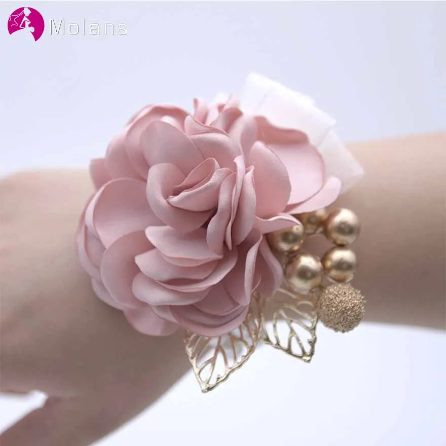MOLANS Two Color Fabric Rose Wrist Flower for Bridal Wedding Accessories Golden Leaf and Beads Pearl Bracelet for Prom/Ceremony
MOLANS Two Color Fabric Rose Wrist Flower for Bridal Wedding Accessories Golden Leaf and Beads Pearl Bracelet for Prom/Ceremony