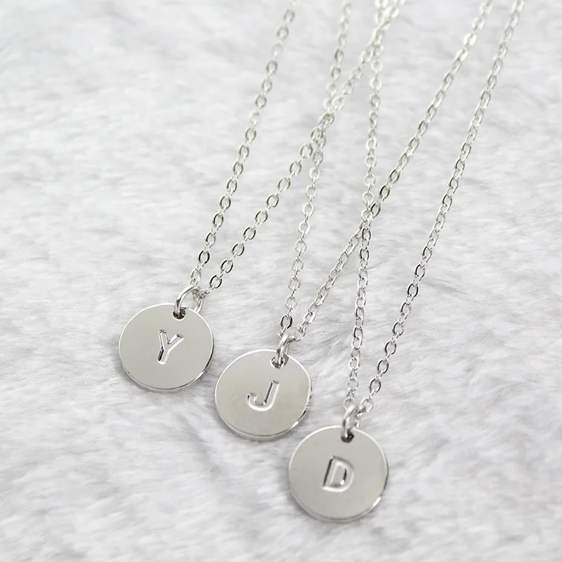 Новинка 26 букв ожерелье серебряного цвета с диском алфавит женское колье