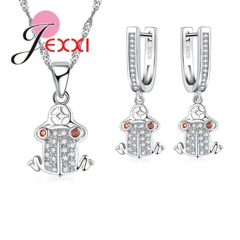 Brand Clear Micro Cubic Zirconia Animal Frog 925 Sterling Silver Jewelry Sets for Women Wedding Earrings Necklace Set
Brand Clear Micro Cubic Zirconia Animal Frog 925 Sterling Silver Jewelry Sets for Women Wedding Earrings Necklace Set