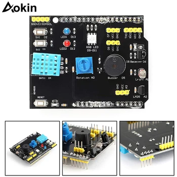 DHT11 LM35 Temperature Humidity Sensor Multifunction Expansion Board Adapter for Arduino UNO R3 RGB LED IR Receiver Buzzer One
DHT11 LM35 Temperature Humidity Sensor Multifunction Expansion Board Adapter for Arduino UNO R3 RGB LED IR Receiver Buzzer One