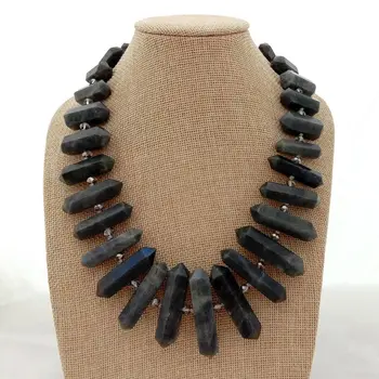 18" Natural Labradorite Double Terminated Pointed Center Drilled Necklace
18" Natural Labradorite Double Terminated Pointed Center Drilled Necklace