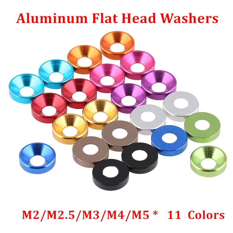 50pcs M2 M2.5 M3 M4 M5 M6 Aluminum Alloy Countersunk Head Washers for Flat Head Screw Bolt Gasket Aluminum Cone Washer Anodized
50pcs M2 M2.5 M3 M4 M5 M6 Aluminum Alloy Countersunk Head Washers for Flat Head Screw Bolt Gasket Aluminum Cone Washer Anodized