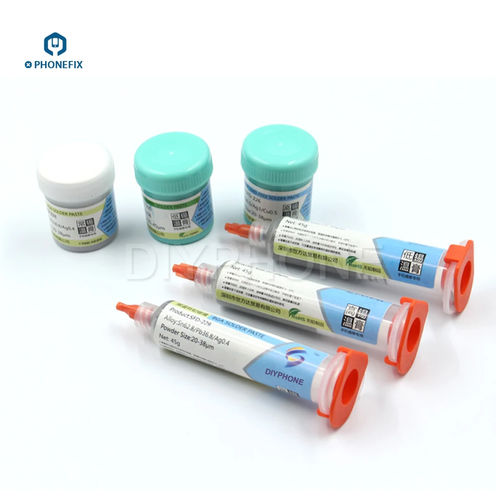 PHONEFIX Low Temperature Sn42 Bi58 Soldering Paste with Needle Head for iPhone Samsung Motherboard BGA Welding Repair Tool
PHONEFIX Low Temperature Sn42 Bi58 Soldering Paste with Needle Head for iPhone Samsung Motherboard BGA Welding Repair Tool