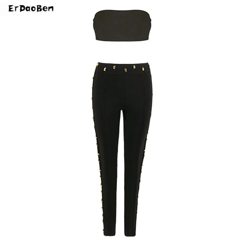 ERDAOBEN Women's Summer Bandage Celebrity Runway 2 pies Set Black Hollow Out Short Top&Ankle Length Pants Celebrity H4334
ERDAOBEN Women's Summer Bandage Celebrity Runway 2 pies Set Black Hollow Out Short Top&Ankle Length Pants Celebrity H4334