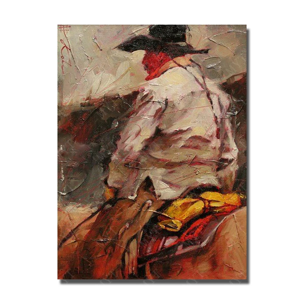 

Abstract Man Portrait Paintings for Living Room Wall Ride Horse Oil Painting Handpainted Cheap Modern Paintings No Framed