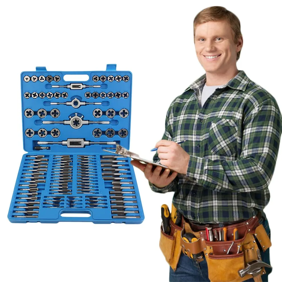110Pcs Metric & Inch Alloy Tap And Die Set Steel Set Bolt Screw Extractor/Puller Kit In Metal Blue Case
110Pcs Metric & Inch Alloy Tap And Die Set Steel Set Bolt Screw Extractor/Puller Kit In Metal Blue Case