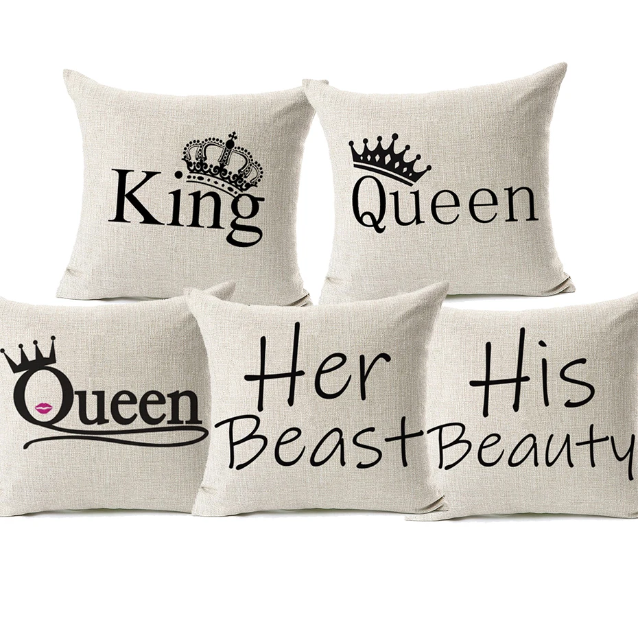 King And Queen Cushion Covers Crown English Letters Art Cushion Cover Sofa Throws Decorative Beige Linen Pillow Case Gift
King And Queen Cushion Covers Crown English Letters Art Cushion Cover Sofa Throws Decorative Beige Linen Pillow Case Gift