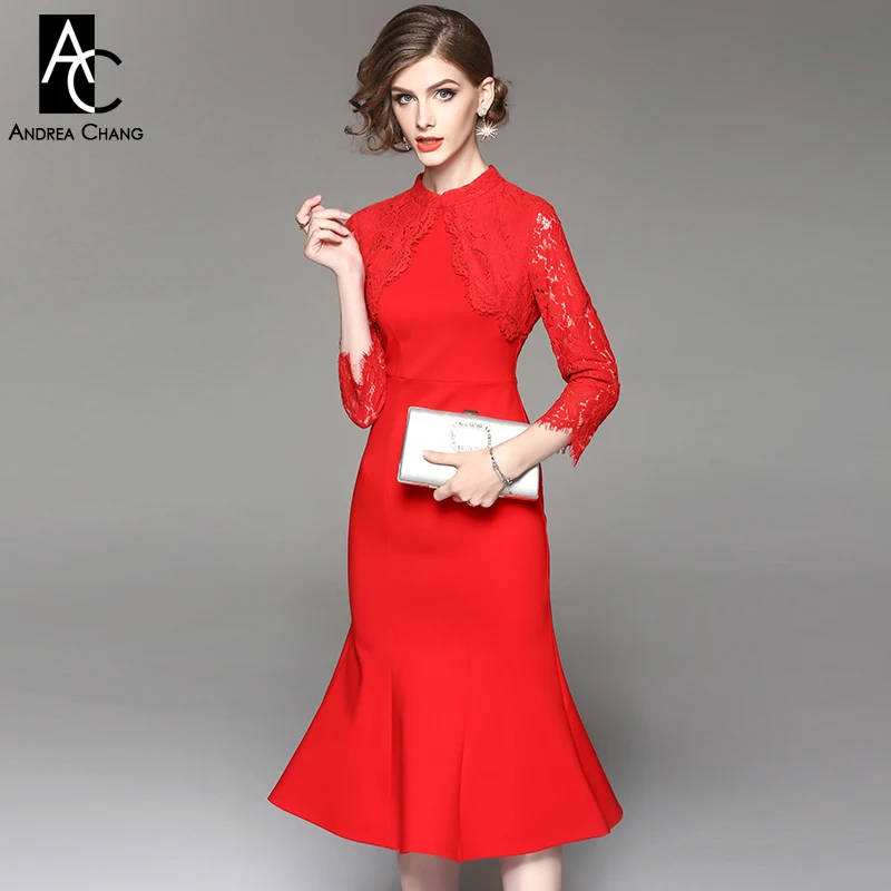 spring autumn woman dress calf length red trumpet dress lace sleeve shoulder patchwork cotton blends vintage party event dress
spring autumn woman dress calf length red trumpet dress lace sleeve shoulder patchwork cotton blends vintage party event dress