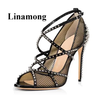 Europe And America Sexy Net surface Peep Toe Thin High Heel Fashion Rivet Cover Heel Solid Summer Women Sandals Normal Size
Europe And America Sexy Net surface Peep Toe Thin High Heel Fashion Rivet Cover Heel Solid Summer Women Sandals Normal Size