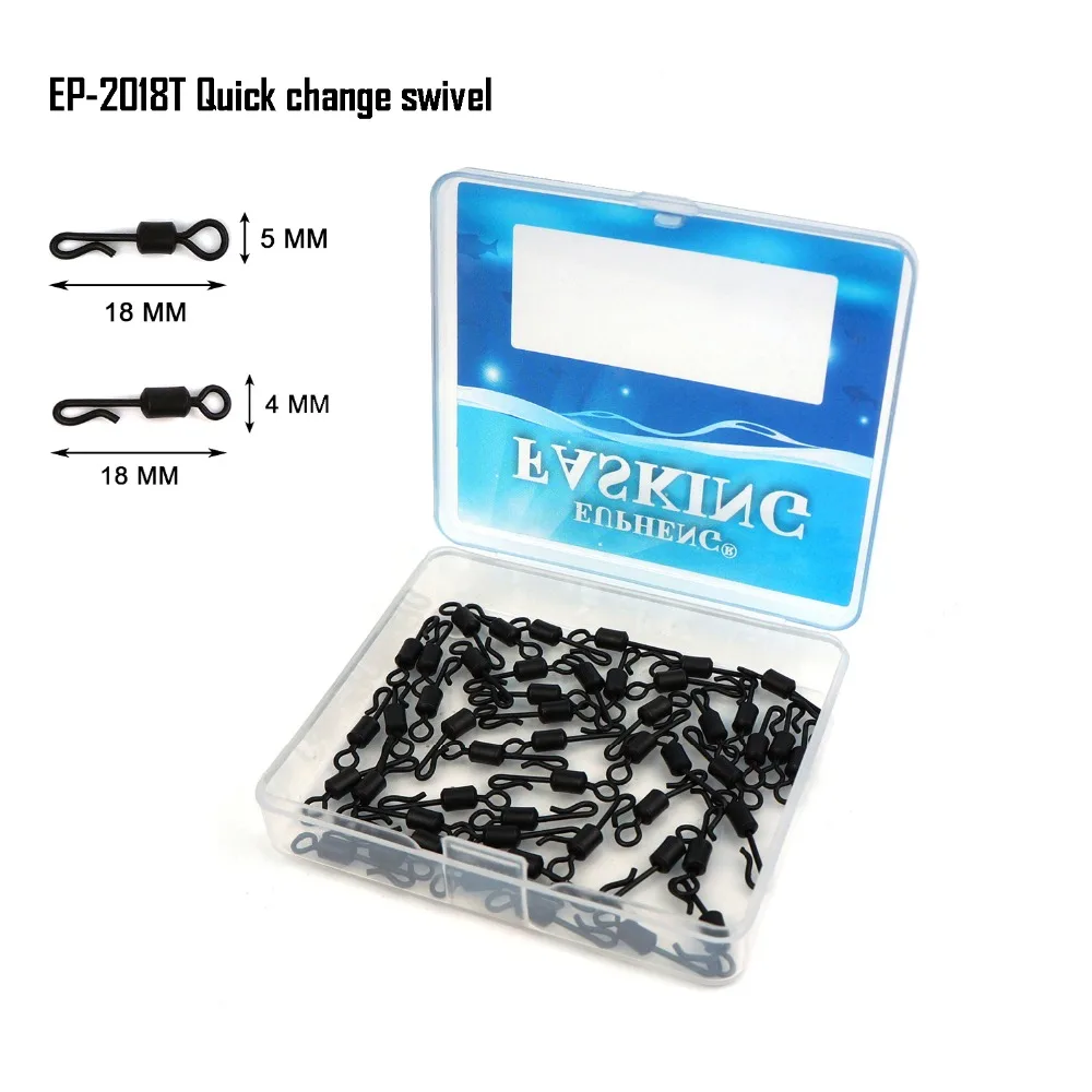 Eupheng 50pcs Matt Black Carp Fishing Long Body Quick Change Swivel Snap Leader Line Swivel #4 18MM New
Eupheng 50pcs Matt Black Carp Fishing Long Body Quick Change Swivel Snap Leader Line Swivel #4 18MM New