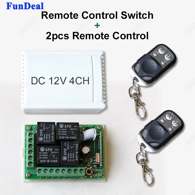 433Mhz Universal 12V 4CH Relay Wireless Remote Control Switch Receiver Integrated Circuits Module and 2pcs RF 433Mhz Transmitter
433Mhz Universal 12V 4CH Relay Wireless Remote Control Switch Receiver Integrated Circuits Module and 2pcs RF 433Mhz Transmitter