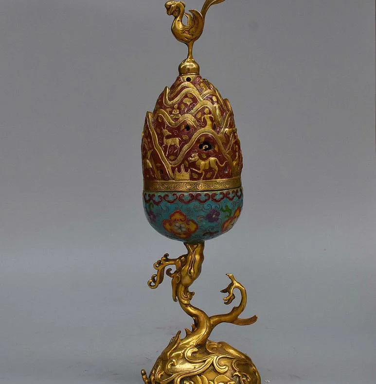 18 China Bronze Gilt Cloisonne Dragon Phoenix Beast Statue Incense Burner Censer
18 China Bronze Gilt Cloisonne Dragon Phoenix Beast Statue Incense Burner Censer