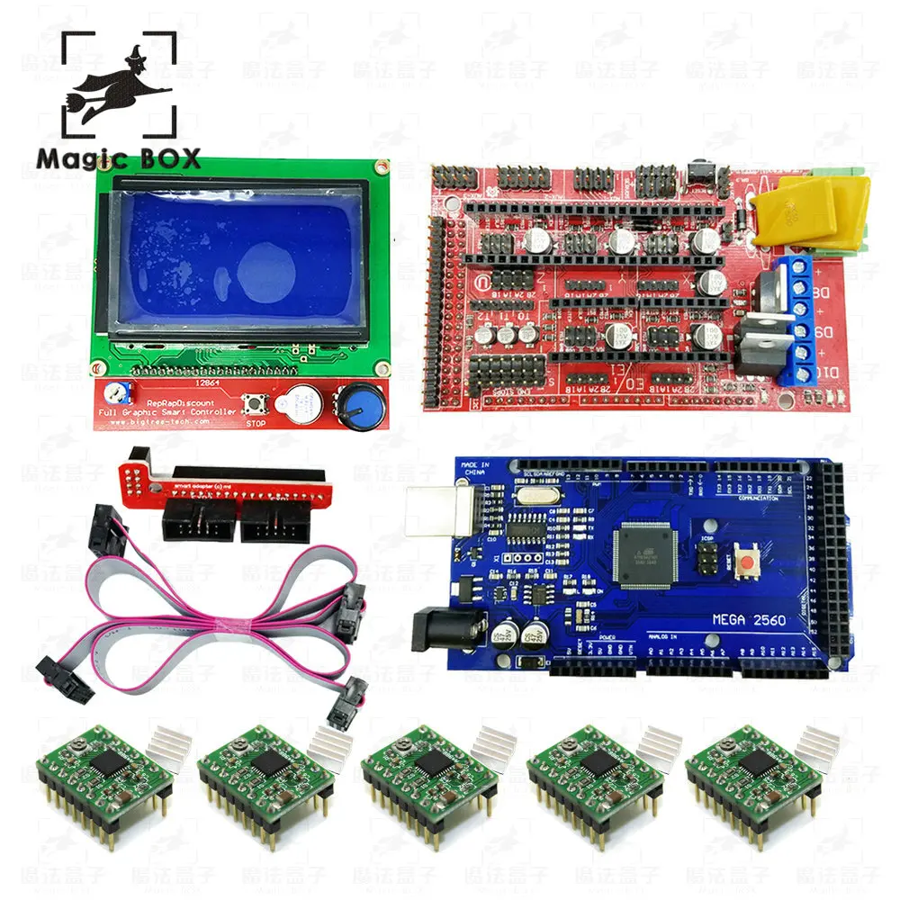 3D Printer RepRap 1set=1pcs Mega 2560 R3 + 1pcs RAMPS 1.4 Controller + 5pcs A4988 Stepper Driver Module +1pcs 12864 controller
3D Printer RepRap 1set=1pcs Mega 2560 R3 + 1pcs RAMPS 1.4 Controller + 5pcs A4988 Stepper Driver Module +1pcs 12864 controller