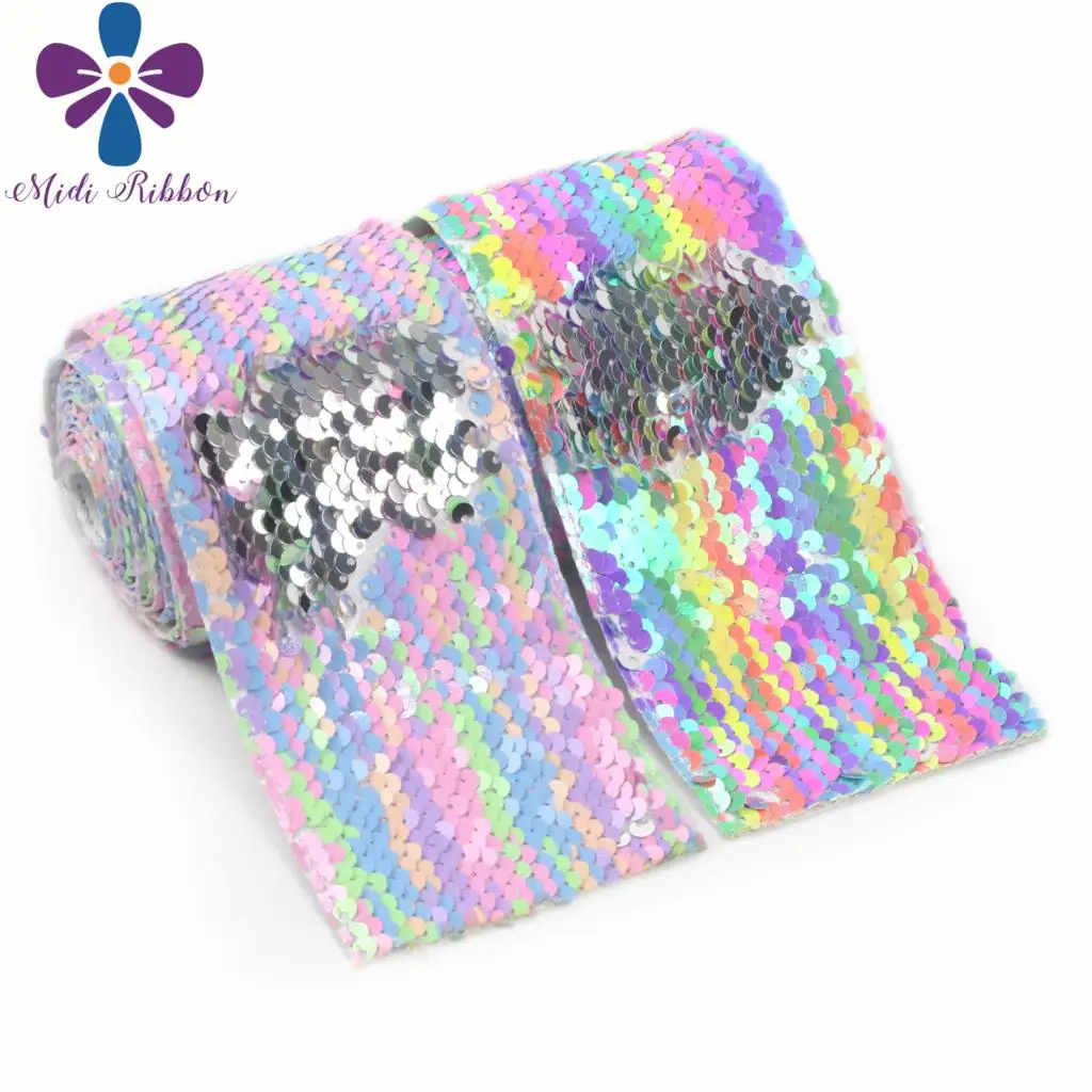 3"75mm Double Color Reversible Sequin Ribbon Rainbow Silver DIY Wedding Gift Pack Colorful DIY Bowknots Hair Band 2yards/roll
3"75mm Double Color Reversible Sequin Ribbon Rainbow Silver DIY Wedding Gift Pack Colorful DIY Bowknots Hair Band 2yards/roll