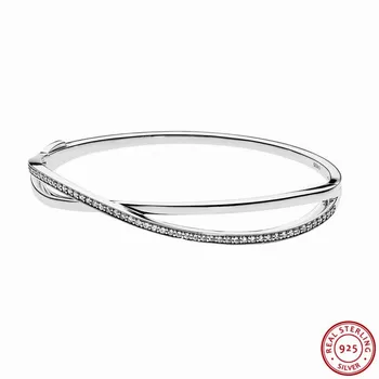 Popular 925 Sterling Silver Elegant Bangles Bracelets for Women Jewelry Feature Entwined Strands and Clear CZ Wholesale FLB031
Popular 925 Sterling Silver Elegant Bangles Bracelets for Women Jewelry Feature Entwined Strands and Clear CZ Wholesale FLB031