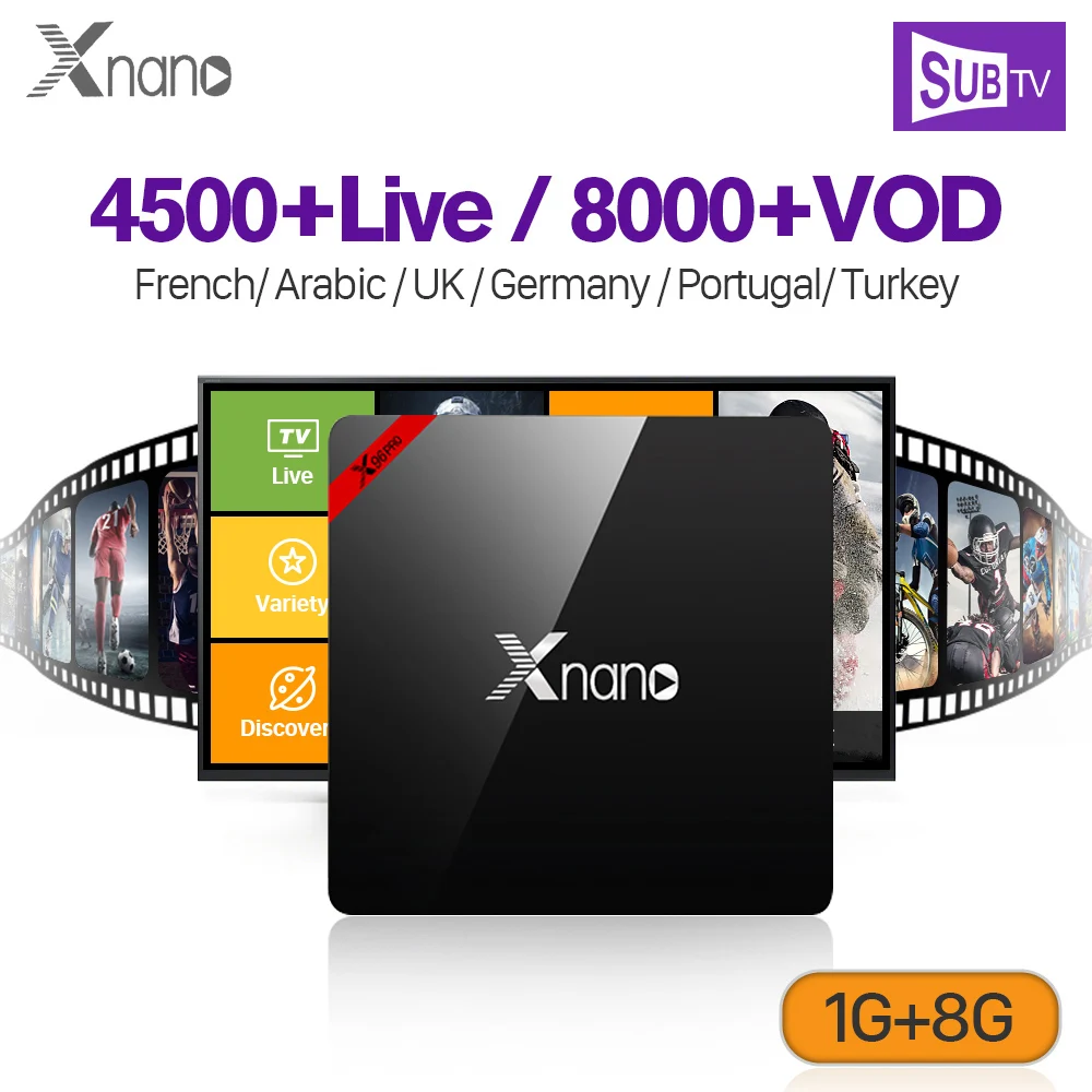 Full HD IPTV Subscription Box Android XNANO S905X Support BT 4K France Arabic SUBTV Portugal Turkish Italia IP TV H.265 WiFi
Full HD IPTV Subscription Box Android XNANO S905X Support BT 4K France Arabic SUBTV Portugal Turkish Italia IP TV H.265 WiFi