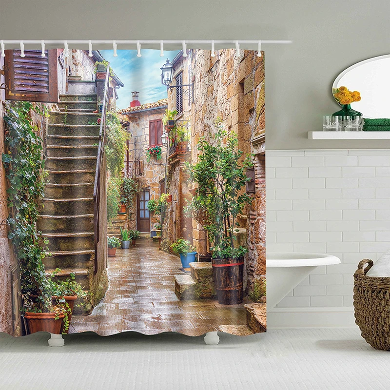 Printed Waterproof Shower Curtain Polyester Fabric Bath Curtain Country Style Washable Home Bath Decor Curtains With 12 Hooks
Printed Waterproof Shower Curtain Polyester Fabric Bath Curtain Country Style Washable Home Bath Decor Curtains With 12 Hooks