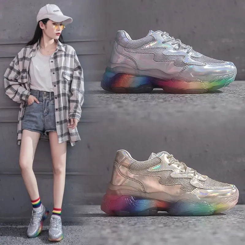 Designer Sneakers Women Luxury 2019 Casual Shoes Mesh Platform Sneakers Breathable Vulcanized Shoes Women Shoes Gold Silver
Designer Sneakers Women Luxury 2019 Casual Shoes Mesh Platform Sneakers Breathable Vulcanized Shoes Women Shoes Gold Silver