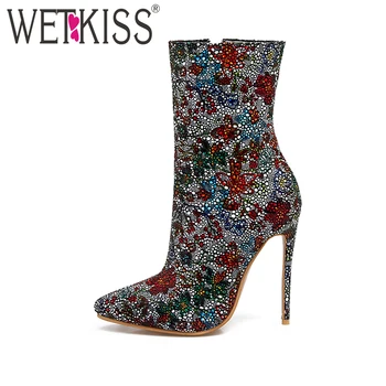 WETKISS Plus Size 33-48 Fashion Women Ankle Boots Bling Bling Thin High Heels Shoes Woman Party Stiletto Pointed toe Winter Boot 
WETKISS Plus Size 33-48 Fashion Women Ankle Boots Bling Bling Thin High Heels Shoes Woman Party Stiletto Pointed toe Winter Boot