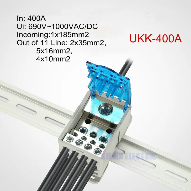 400A Din Rail 1 in Many Output Terminal Block for Distribution Box Universal Power Junction Box Electric Wire Connector UKK400A
400A Din Rail 1 in Many Output Terminal Block for Distribution Box Universal Power Junction Box Electric Wire Connector UKK400A