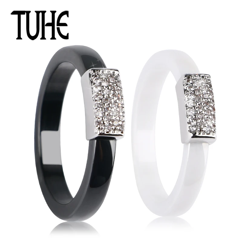 TUHE 3mm Ceramic Rings For Women Rectangle Shining Rhinestone Simple Style Black White Wedding Engagement Beautiful Women Ring
TUHE 3mm Ceramic Rings For Women Rectangle Shining Rhinestone Simple Style Black White Wedding Engagement Beautiful Women Ring