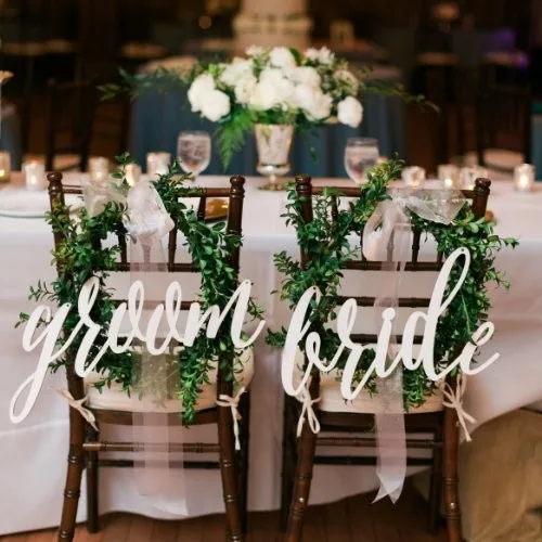 White Acrylic Letters Chair back signs "Bride Groom" calligraphy wedding Chair Decoration wedding decor with free shipping
White Acrylic Letters Chair back signs "Bride Groom" calligraphy wedding Chair Decoration wedding decor with free shipping