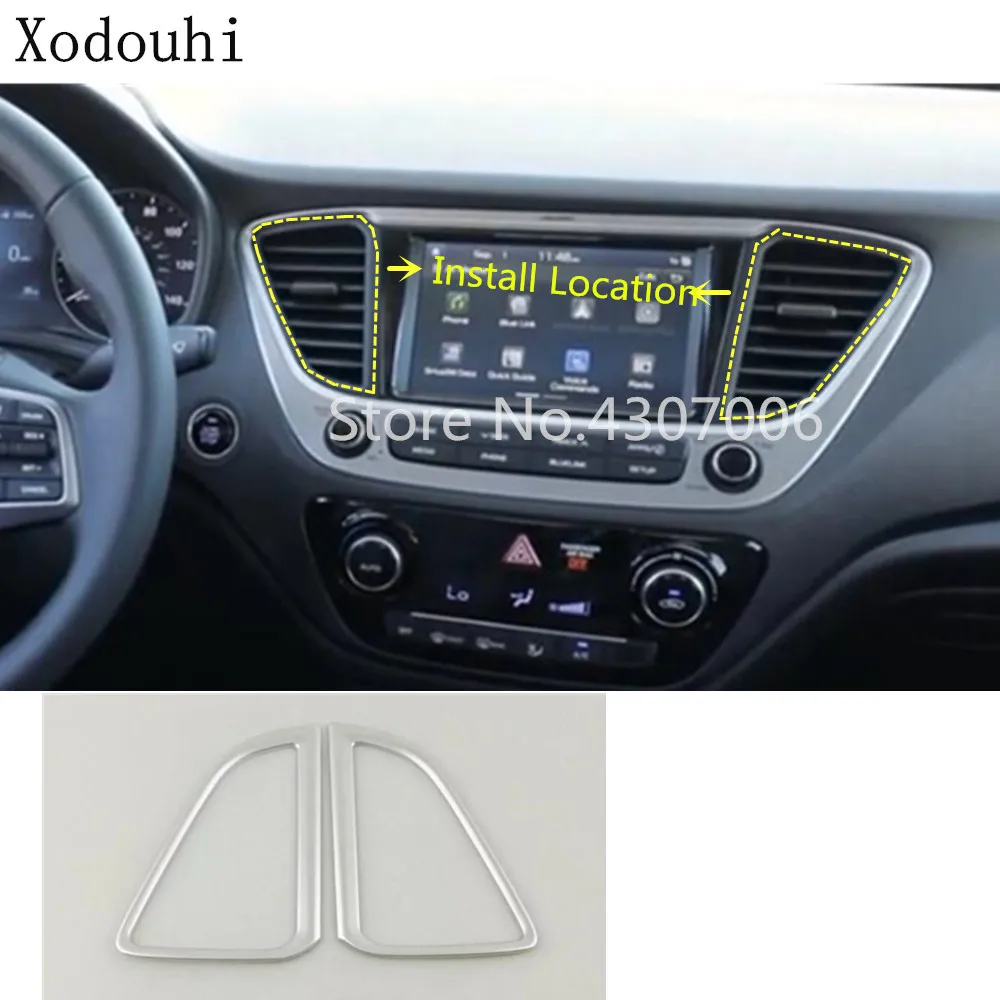 car ABS matte Switch vent outlet middle air condition panel Control trim frame 2pcs for Hyundai Solaris Accent 2017 2018 2019
car ABS matte Switch vent outlet middle air condition panel Control trim frame 2pcs for Hyundai Solaris Accent 2017 2018 2019