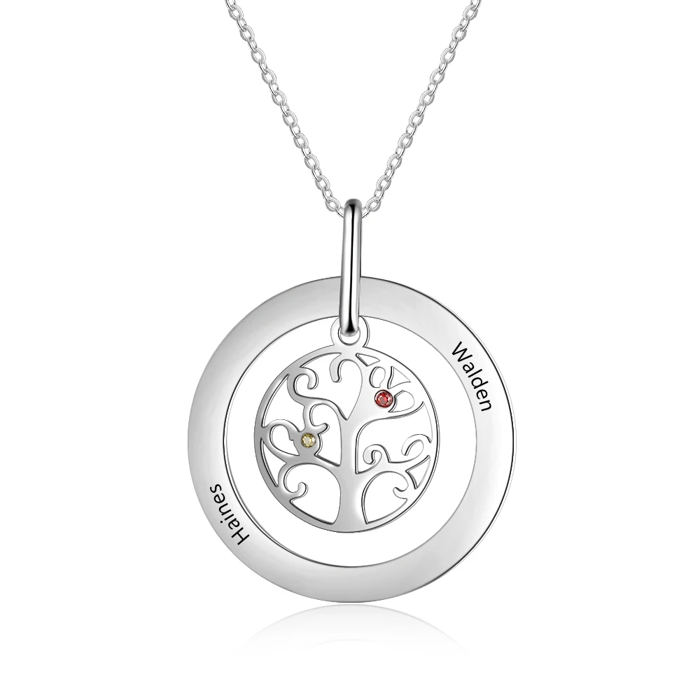 Personalized Necklace Stainless Steel Jewelry Round Tree Pendant Engraved 2 names DIY Birthstones Friendship Gift for Women
Personalized Necklace Stainless Steel Jewelry Round Tree Pendant Engraved 2 names DIY Birthstones Friendship Gift for Women