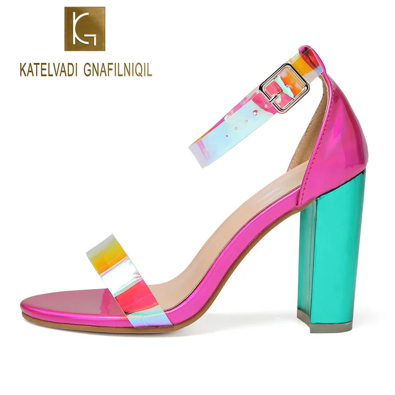 KATELVADI Colorful Sandals Clear PVC Open Toed High Heels 10.5CM Women Heel Sandals Pumps Big Size 41 42 K-436
KATELVADI Colorful Sandals Clear PVC Open Toed High Heels 10.5CM Women Heel Sandals Pumps Big Size 41 42 K-436