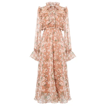 New Flower Chiffon dress female medium length small refreshing spring version ins long sleeved
New Flower Chiffon dress female medium length small refreshing spring version ins long sleeved